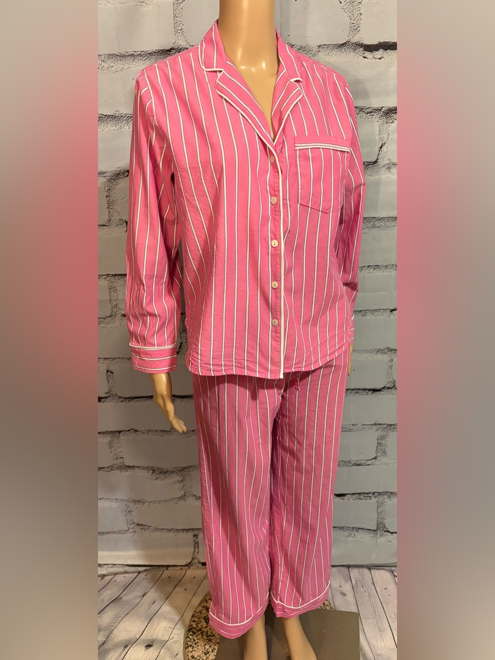 2 Piece Pink Gap Body Poplin Button Down Pajama Set Size XS